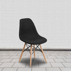 Flash Furniture - 2 pièces Chaise de la série Elon en tissu Genoa noir avec pattes en bois-Mousse ignifuge CA117