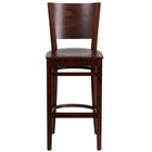 Flash Furniture Lacey Series Solid Back Walnut Wood Restaurant Barstool - 2 Pack-Set of 2 Wood Dining Bar Stools