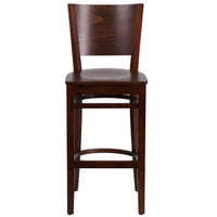 Flash Furniture Lacey Series Solid Back Walnut Wood Restaurant Barstool - 2 Pack-Set of 2 Wood Dining Bar Stools