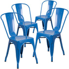 Flash Furniture Commercial Grade Metal Indoor-Outdoor Stackable Chair - Blue-Stack Quantity: 8