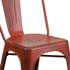 Flash Furniture Commercial Grade Distressed Kelly Metal Indoor-Outdoor Stackable Chair - Red-Distressed Kelly Red Powder Coated Frame Finish