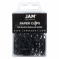 JAM Paper Colored Standard 1" Paper Clips - Black - 2 Packs of 100-Color: Black