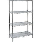Kleton Heavy-Duty Chromate Wire Shelving, 4 Tiers, 36" W x 63" H x 24" D-Depth: 24"