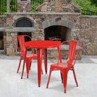 Table ronde de 30 po en métal avec 2 chaises de bistro, intérieur/extérieur, rouge [CH-51090TH-2-18CAFE-RED-GG]-30 larg. x 30 prof. x 29,50 haut. (po)