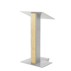 Urbann Y5 Lectern With Wheels - Natural Wood - Aluminum Grey-Free standing with wheels, speeches