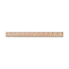 Westcott 30cm/12" Wooden School Ruler with Plain Edge-Numerals and graduations are sharply delineated