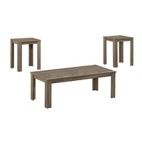 Monarch Specialties 7912P Table Set - 3Pcs Set/Dark Taupe-15"H x 44"W x 22"D