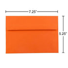 JAM Paper A7 Invitation Envelopes, 5.25 x 7.25, Brite Hue Orange Recycled, 100 Pack (95666g)-Opening: Booklet