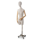 Mannequin demi-corps femme adulte Can-Bramar, hauteur réglable, base en métal avec roues, coton naturel (RPDF-1N)-Fait de polypropylène, de tissu et de bois.