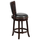 Flash Furniture 24" High Cappuccino Wood Counter Height Stool with Panel Back & Black LeatherSoft Swivel Seat-Black LeatherSoft Upholstery