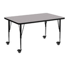 Flash Furniture Mobile 30''W x 48''L Rectangular Activity Table. Gray Laminate Top, Adjustable Preschool Legs (XUA3048RECGYTPC)-Gray/Chrome, Laminate, Steel