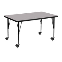 Flash Furniture Mobile 30''W x 48''L Rectangular Activity Table. Gray Laminate Top, Adjustable Preschool Legs (XUA3048RECGYTPC)-Gray/Chrome, Laminate, Steel