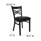 Flash Furniture HERCULES Series Black "X" Back Metal Restaurant Chair - Black Vinyl Seat - 2 Pack-Black Powder Coated Frame Finish