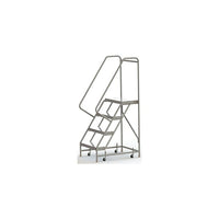 Tri-Arc Manufacturing – Échelle roulante en aluminium, larg. de marche de 24 po, marche de type strié, 4 marches (WLAR104244)-Nombre de marches : 4