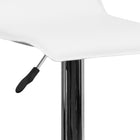 Flash Furniture Contemporary Vinyl Adjustable Height Barstool with Solid Wave Seat & Chrome Base - White-Height Adjustable Seat with Gas Lift