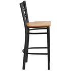 Flash Furniture HERCULES Series Black "X" Back Metal Restaurant Barstool - Natural Wood Seat - 2 Pack-Natural Finished Wood Seat