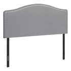 Monarch Specialties 6011Q Queen Size Headboard - Grey Leather-Look-Upholstered arched top headboard in a grey leather-look fabric with silver-finish nailhead trim