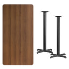 Flash Furniture 30" x 60" Rectangular Walnut Laminate Table Top with 22" x 22" Bar Height Table Bases-Walnut Laminate Top