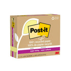 Post-it Recycled Paper Super Sticky Notes - 3" x 5" - Canary Yellow - 12 Pack-Post-it Super Sticky Notes have 2X the sticking power than regular Post-it Notes