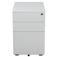 Flash Furniture Modern 3-Drawer Legal/Letter Locking Mobile Filing Cabinet - White-Modern White 3-Drawer Filing Cabinet - Ergonomic Mobile Design