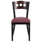 Flash Furniture HERCULES Series Black 3 Circle Back Metal Restaurant Chair - Walnut Wood Back & Burgundy Vinyl Seat-Metal Dining Chair