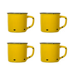 CTG Brands Ceramic Enamel Look Mug Set, Yellow, 4 Pack-Packaging: includes 4 mugs in total, complete the set