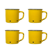 CTG Brands Ceramic Enamel Look Mug Set, Yellow, 4 Pack-Packaging: includes 4 mugs in total, complete the set