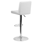 Flash Furniture Contemporary Vinyl Adjustable Height Barstool with Panel Back & Chrome Base - White-Comfortable Seat with Mid-Back