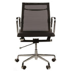 Nicer Furniture Modern Low Back Mesh Chair - Black-Low back office executive chair with Built-In Lumbar Support.