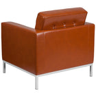 Flash Furniture - Chaise contemporaine en cuir LeatherSoft cognac de la série HERCULES Lacey avec cadre en acier inoxydable-Rembourrage en cuir LeatherSoft cognac