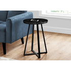 Monarch Specialties 2179 Accent Table - 22"H/Black Marble/Black Metal-Use it conveniently as a snack table or sofa side table