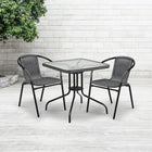 Flash Furniture – Table carrée en verre trempé et en métal de 28 po avec bordure en rotin gris (TLH-073R-GY-GG)-Table de jardin