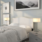 Flash Furniture - Tête de lit Lexington double rembourrée avec garniture pour clous décoratifs en tissu blanc-Rembourrage en tissu blanc