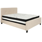 Flash Furniture Tribeca Full Size Tufted Upholstered Platform Bed in Beige Fabric with Pocket Spring Mattress-Bed