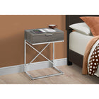 Monarch Specialties 3475 Accent Table - 24"H/Dark Taupe/Chrome Metal-Minimalist style chrome metal X-design frame