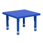 Flash Furniture 24" Square Blue Plastic Height Adjustable Activity Table-Popular Square Activity Table