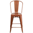Flash Furniture Commercial Grade 24" High Copper Metal Indoor-Outdoor Counter Height Stool with Back-Set of 4 Bistro Style Counter Stools