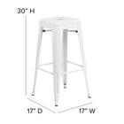 Flash Furniture Commercial Grade 30" High Backless Metal Indoor-Outdoor Barstool with Square Seat - White-White Powder Coated Frame Finish