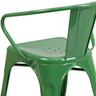 Flash Furniture Green Metal Indoor-Outdoor Chair with Arms-Drain Holes in Seat