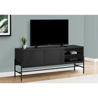 Monarch Specialties 2734 Tv Stand - 60"L/Black/Black Metal With Storage-Plenty of organizational options that includes a closed storage cabinet, accented with attractive groove lines, and an open fixed shelf to display your media equipment