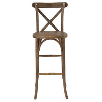 Flash Furniture HERCULES Series Dark Antique Wood Cross Back Barstool - 2 Pack-Set of 2 Stackable Bistro Style Stools