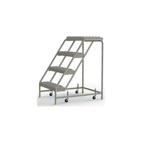 Tri-Arc Manufacturing Aluminum Rolling Ladder, Step Width: 24", Step Type: Serrated, No. of Steps: 4 (WLAR004245)-No. of Steps: 4