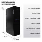 Koolatron 18 Bottle Slim Dual Zone Wine Cooler, 1.9 cu. ft (53L) Freestanding Wine Fridge - Black-7 Removable wire racks accommodate different bottle shapes and sizes