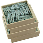 JAM Paper Wood Clothing Pin Clips, Small, 7/8, Blue, 4 Packs of 50, 200 Total (2230717361g)-Blue