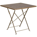 Flash Furniture 28" Square Gold Indoor-Outdoor Steel Folding Patio Table-Folding Patio Table