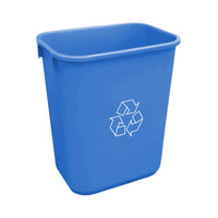 Globe Commercial Products Soft Recycling Wastebasket - 39 L - Blue - 4 Pack-Fits under standard desk