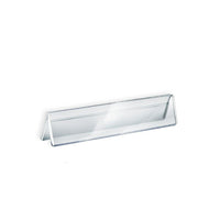 Azar Displays 2" x 11" Double Sided Acrylic Nameplates, Clear, 10 Pack (192803)-Two-sided nameplate is ideal for displaying names on countertops or desks