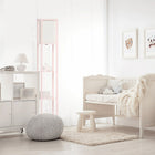 Lampe de sol Etagere Simple Conceptions Etagère de rangement avec abat-jour en lin, rose clair-Panneaux de fibres à densité moyenne (mdf) en rose clair. L'ombre du lin.