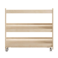 Flash Furniture Bright Beginnings Commercial Space Saving Wooden Mobile Classroom Storage Cart,3 Angled Shelves - Natural-Wooden Mobile Classroom Storage Unit with 3 Angled Shelves