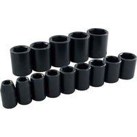 Gray Tools 14 Piece 1/2" Drive 6 Point SAE, Standard Impact Socket Set, 3/8"-1-1/4"-Contains Sizes: 3/8", 7/16", 1/2", 9/16", 5/8", 11/16", 3/4", 13/16", 7/8", 15/16", 1", 1 1/16", 1 1/8", 1 1/4".